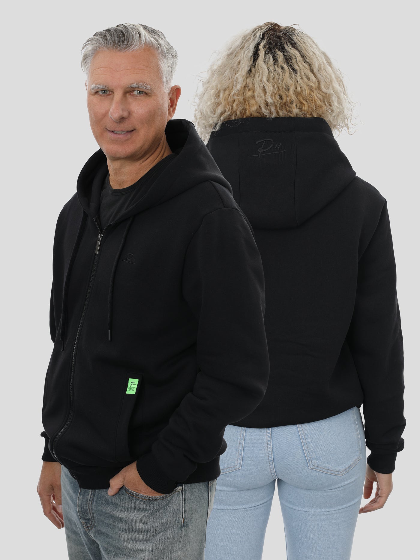 Zip Hoodie Unisex in Schwarz