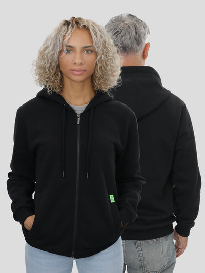 Zip Hoodie Unisex in Schwarz