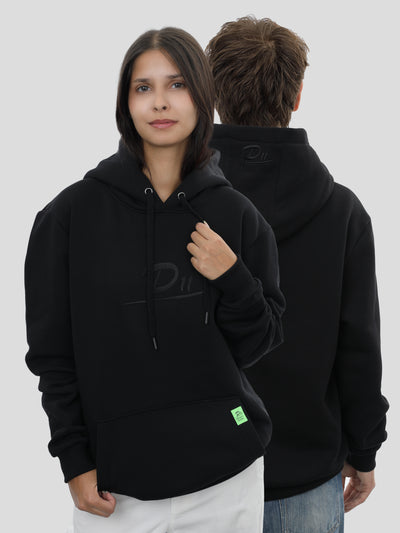 Regular Hoodie Unisex mit großem Stick in Schwarz