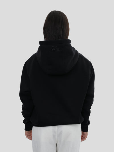 Regular Hoodie Unisex mit großem Stick in Schwarz