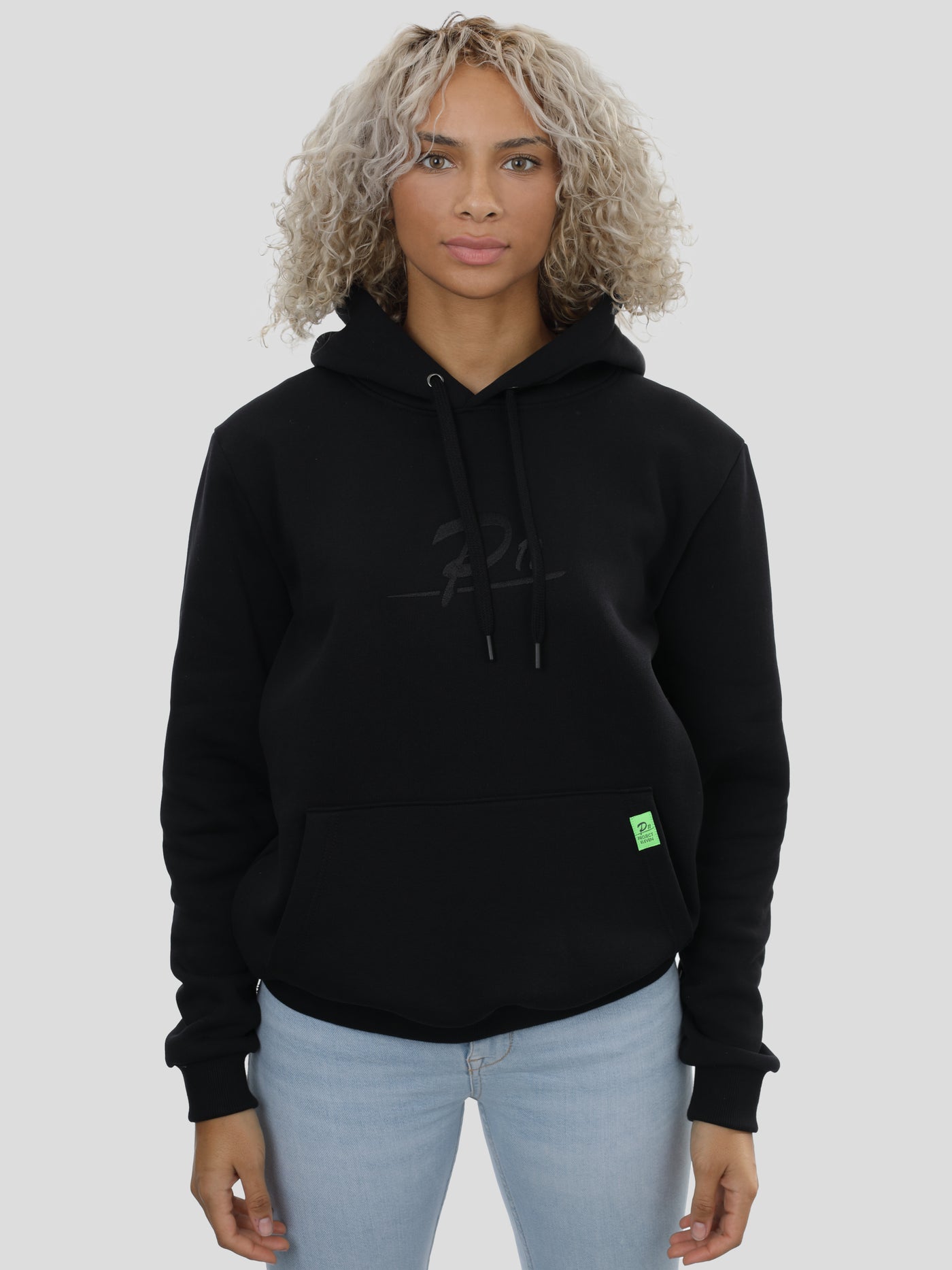 Regular Hoodie Unisex mit großem Stick in Schwarz