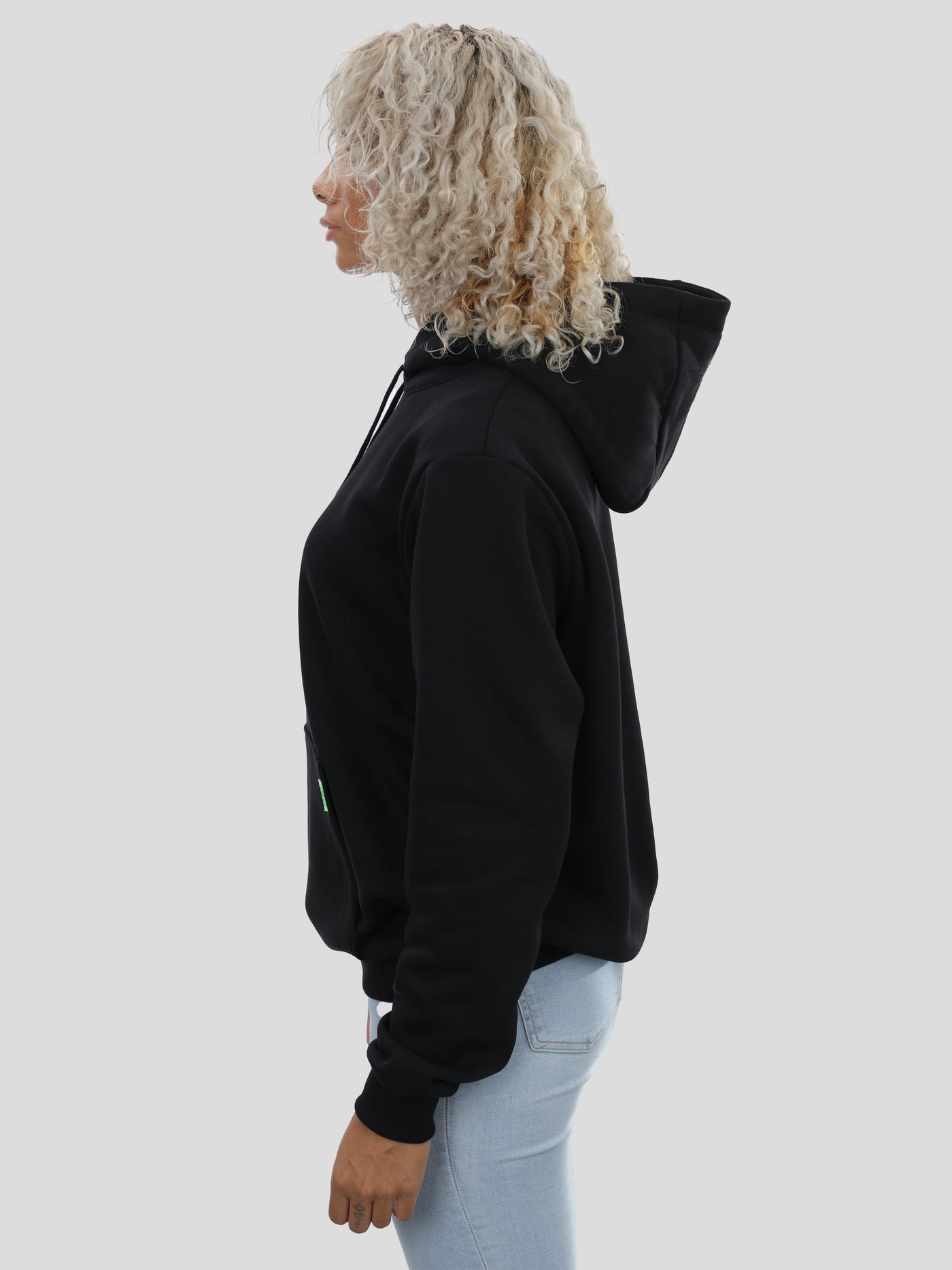 Regular Hoodie Unisex mit großem Stick in Schwarz