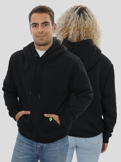 Regular Hoodie Unisex mit kleinem Stick in Schwarz