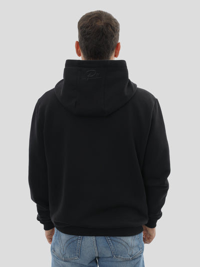 Regular Hoodie Unisex mit kleinem Stick in Schwarz