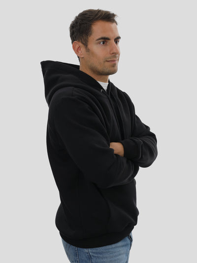 Regular Hoodie Unisex mit kleinem Stick in Schwarz