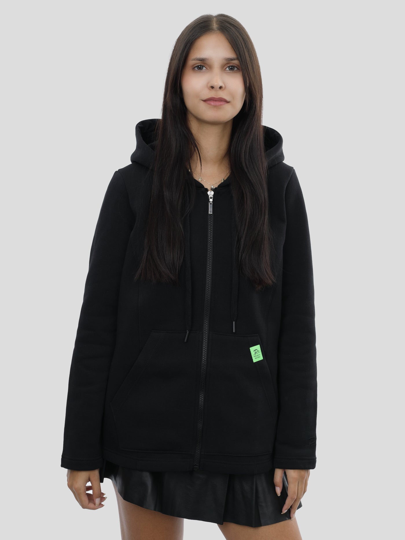 Regular Zip-Hoodie für Frauen in Schwarz